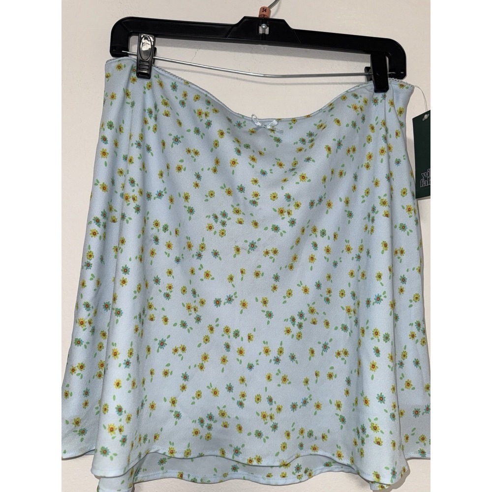 Wild Fable Large Floral Pull On A-Line Mini Skirt Blue Delicate Feminine NEW L - Picture 6 of 14